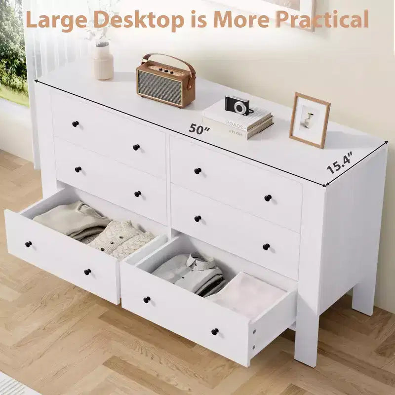 COZONY Commode à 6 tiroirs 50 pour chambre, commode moderne en bois avec rangement profond pour salon et entrée