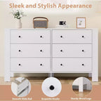 COZONY Commode à 6 tiroirs 50 pour chambre, commode moderne en bois avec rangement profond pour salon et entrée
