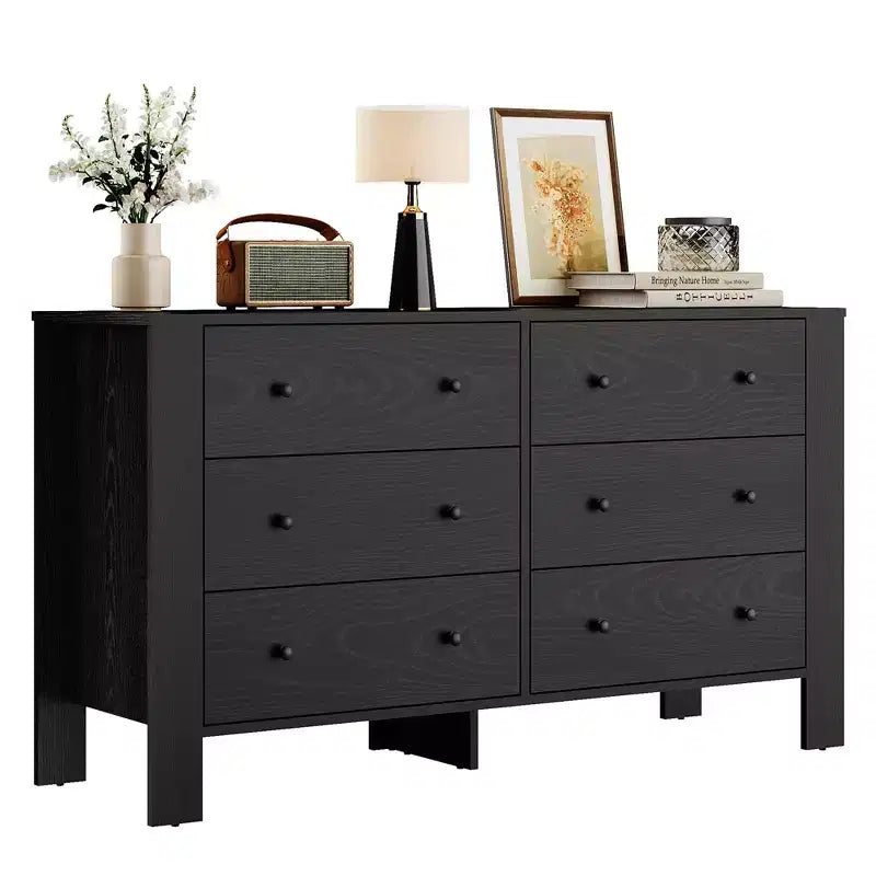 COZONY Commode à 6 tiroirs 50 pour chambre, commode moderne en bois avec rangement profond pour salon et entrée