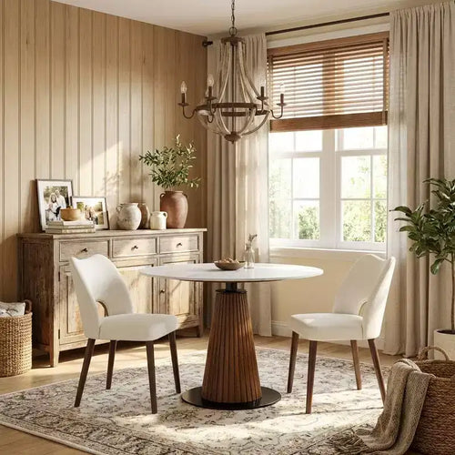 Acekool Wooden Dining Chairs Set of 2 Fabric Upholstered Farmhouse Kitchen Chairs with Wood Legs for Dining Room