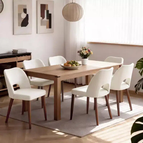 Lot de 2 chaises de salle à manger Acekool en bois, chaises de cuisine de ferme avec revêtement en tissu et pieds en bois pour salle à manger