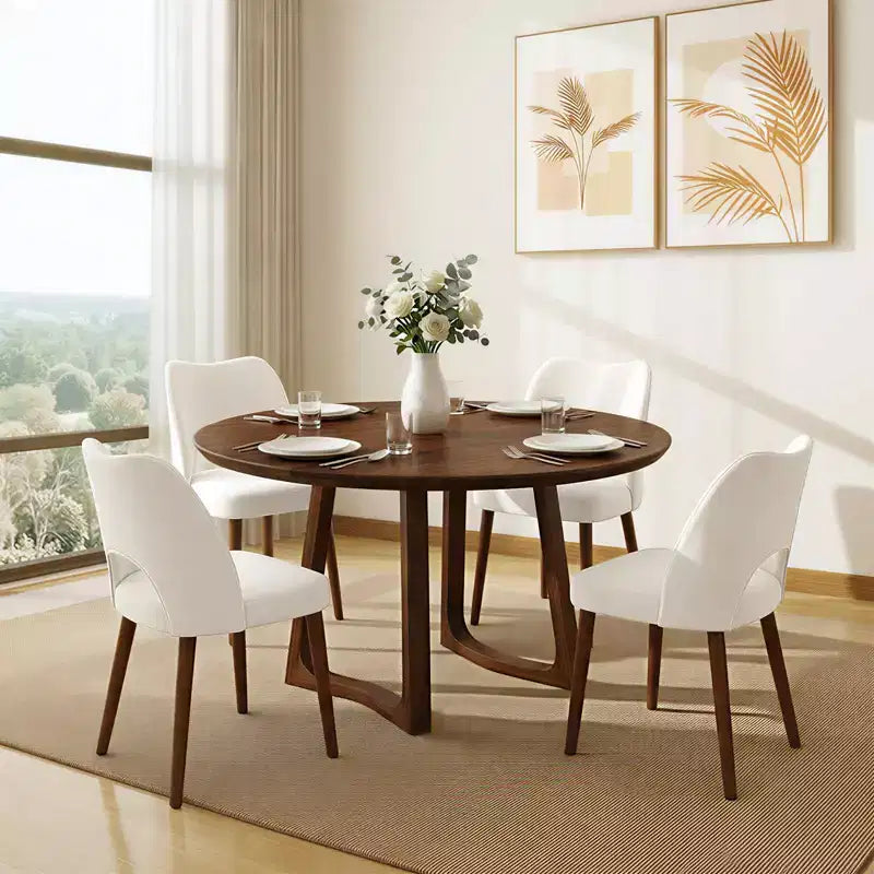 Lot de 2 chaises de salle à manger Acekool en bois, chaises de cuisine de ferme avec revêtement en tissu et pieds en bois pour salle à manger
