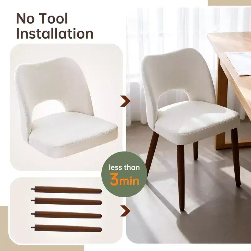 Lot de 2 chaises de salle à manger Acekool en bois, chaises de cuisine de ferme avec revêtement en tissu et pieds en bois pour salle à manger