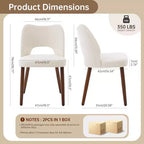 Lot de 2 chaises de salle à manger Acekool en bois, chaises de cuisine de ferme avec revêtement en tissu et pieds en bois pour salle à manger
