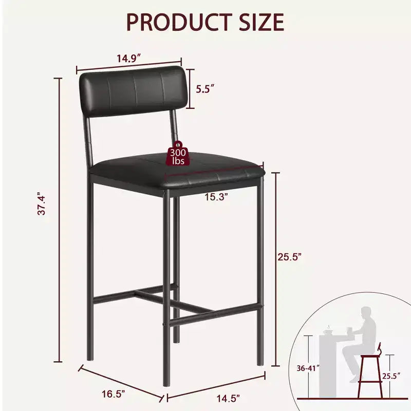 Acekool Lot de 4 chaises de salle à manger rembourrées robustes, hauteur comptoir de 61 cm, pour îlot de cuisine, salle à manger
