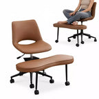 Fauteuil de relaxation ergonomique à pattes croisées, chaise de méditation réglable avec support lombaire, pivotant à 360°, en cuir PU,