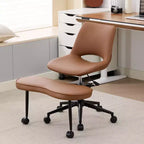 Fauteuil de relaxation ergonomique à pattes croisées, chaise de méditation réglable avec support lombaire, pivotant à 360°, en cuir PU,