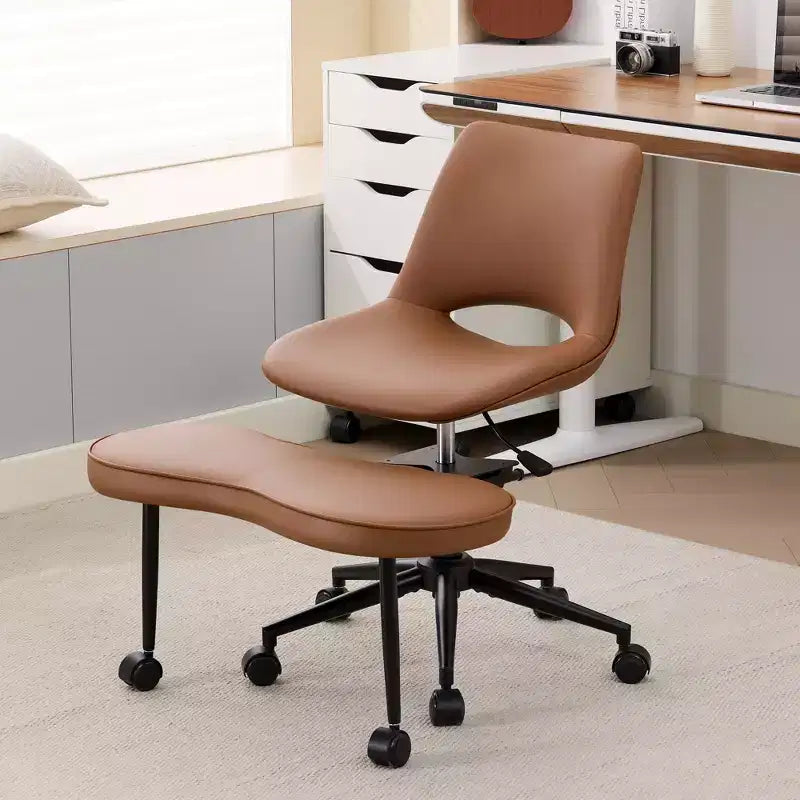 Fauteuil de relaxation ergonomique à pattes croisées, chaise de méditation réglable avec support lombaire, pivotant à 360°, en cuir PU,