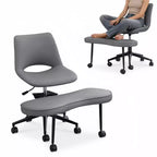Fauteuil de relaxation ergonomique à pattes croisées, chaise de méditation réglable avec support lombaire, pivotant à 360°, en cuir PU,