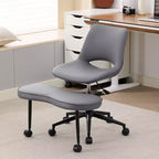 Fauteuil de relaxation ergonomique à pattes croisées, chaise de méditation réglable avec support lombaire, pivotant à 360°, en cuir PU,