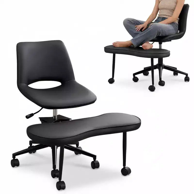 Fauteuil de relaxation ergonomique à pattes croisées, chaise de méditation réglable avec support lombaire, pivotant à 360°, en cuir PU,