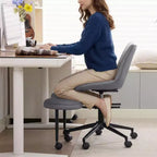 Fauteuil de relaxation ergonomique à pattes croisées, chaise de méditation réglable avec support lombaire, pivotant à 360°, en cuir PU,
