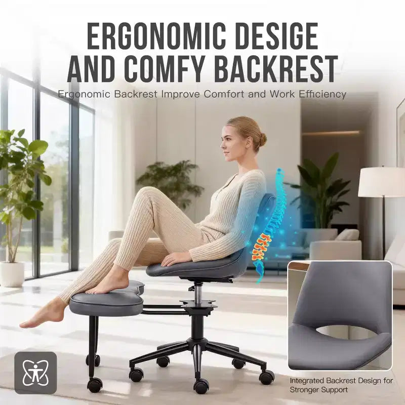 Fauteuil de relaxation ergonomique à pattes croisées, chaise de méditation réglable avec support lombaire, pivotant à 360°, en cuir PU,