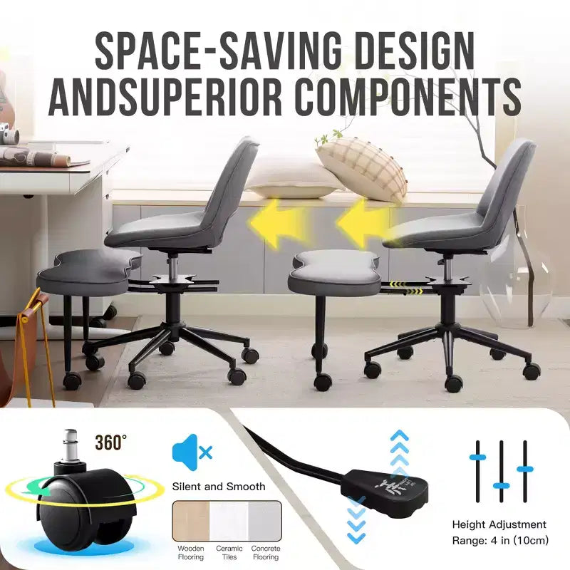 Fauteuil de relaxation ergonomique à pattes croisées, chaise de méditation réglable avec support lombaire, pivotant à 360°, en cuir PU,