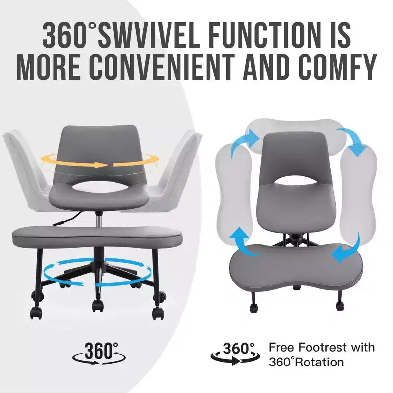 Fauteuil de relaxation ergonomique à pattes croisées, chaise de méditation réglable avec support lombaire, pivotant à 360°, en cuir PU,