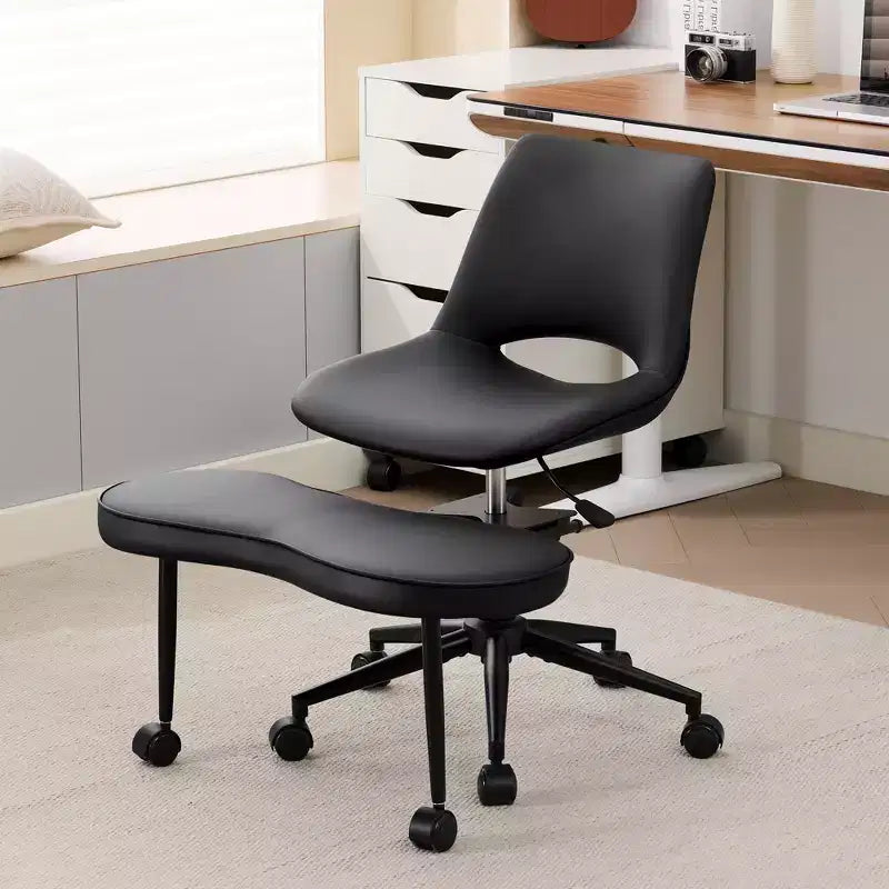 Fauteuil de relaxation ergonomique à pattes croisées, chaise de méditation réglable avec support lombaire, pivotant à 360°, en cuir PU,