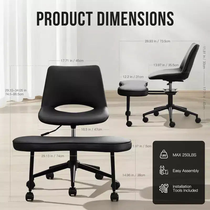 Fauteuil de relaxation ergonomique à pattes croisées, chaise de méditation réglable avec support lombaire, pivotant à 360°, en cuir PU,
