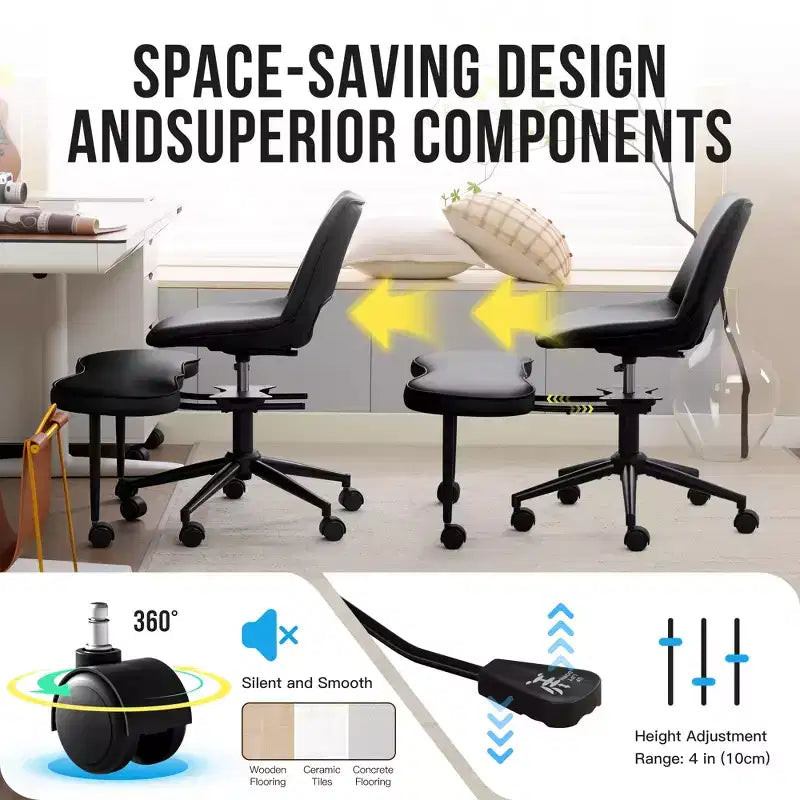Fauteuil de relaxation ergonomique à pattes croisées, chaise de méditation réglable avec support lombaire, pivotant à 360°, en cuir PU,