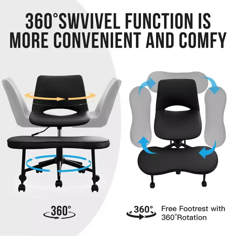 Fauteuil de relaxation ergonomique à pattes croisées, chaise de méditation réglable avec support lombaire, pivotant à 360°, en cuir PU,