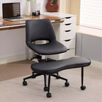 Ergonomic Cross-Legged Lounge Chair, Adjustable Meditation Chair with Lumbar Support, 360 Swivel, PU Leather,