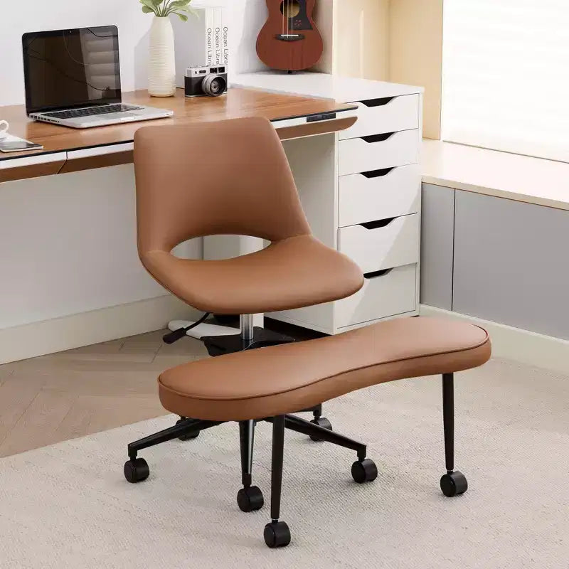 Fauteuil de relaxation ergonomique à pattes croisées, chaise de méditation réglable avec support lombaire, pivotant à 360°, en cuir PU,