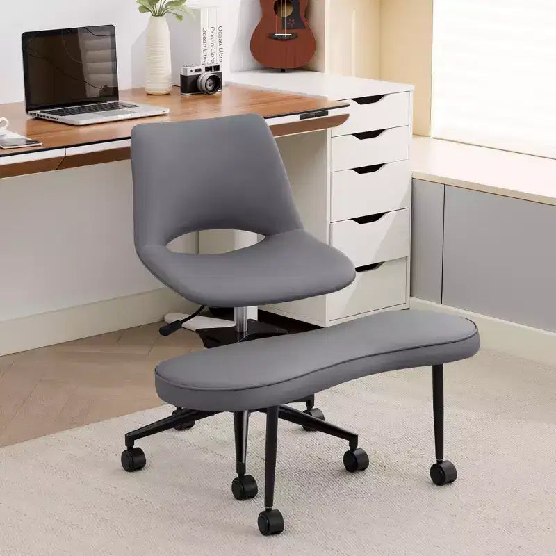 Fauteuil de relaxation ergonomique à pattes croisées, chaise de méditation réglable avec support lombaire, pivotant à 360°, en cuir PU,