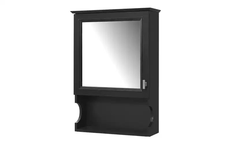 AMMER Armoire de salle de bain murale 50,8 cm avec miroir, rangement mural avec porte, armoire à pharmacie murale avec miroir, noire