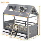 Luxystar Lit cabane moderne en bois avec 4 tiroirs et étagère