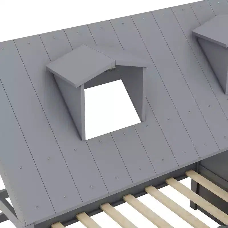 Luxystar Lit cabane moderne en bois avec 4 tiroirs et étagère