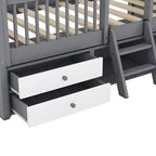 Luxystar Lit cabane moderne en bois avec 4 tiroirs et étagère