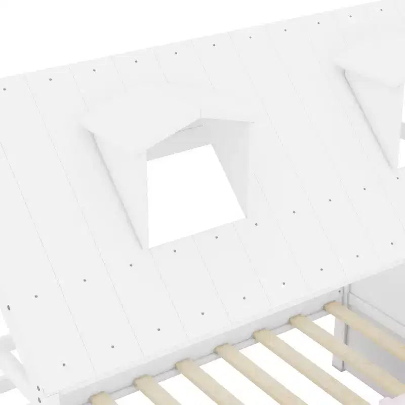 Luxystar Lit cabane moderne en bois avec 4 tiroirs et étagère