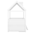 Luxystar Lit cabane moderne en bois avec 4 tiroirs et étagère
