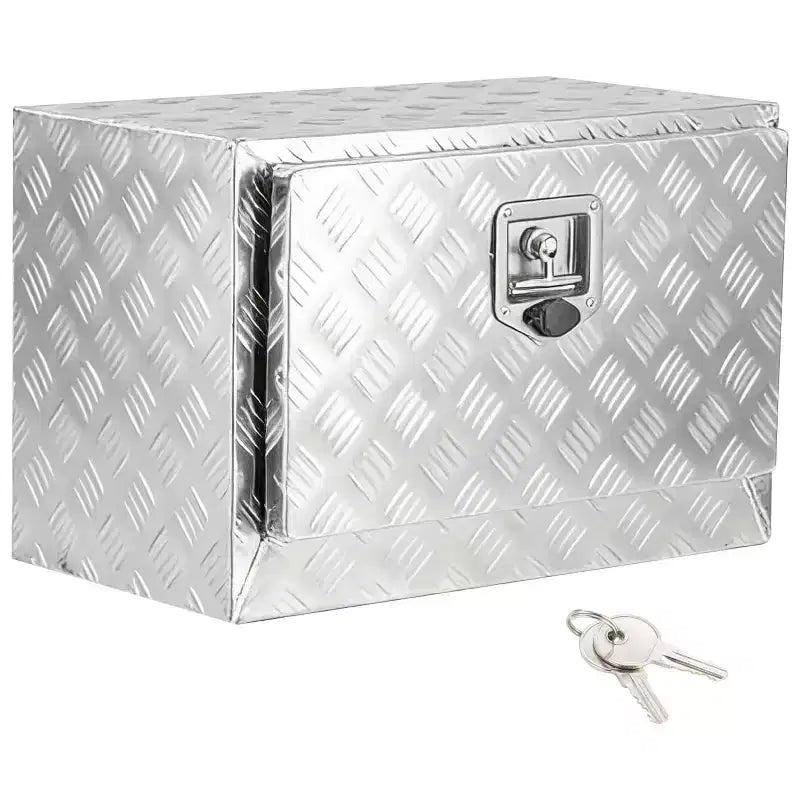 Boîte à outils sous plateau pour camion, coffre de rangement en aluminium strié verrouillable, loquet étanche en T
