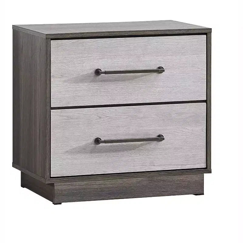 Table de chevet Passion Furniture Aberdeen grise et chêne à 2 tiroirs de 24 po de largeur
