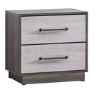 Table de chevet Passion Furniture Aberdeen grise et chêne à 2 tiroirs de 24 po de largeur