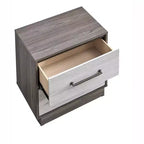 Table de chevet Passion Furniture Aberdeen grise et chêne à 2 tiroirs de 24 po de largeur