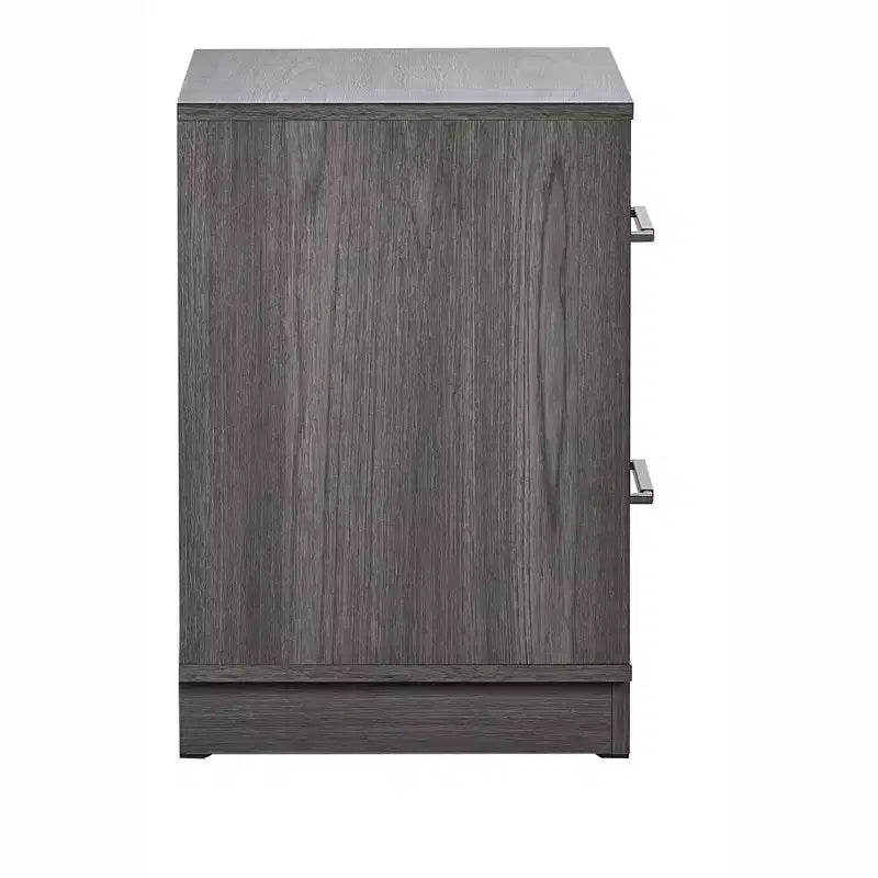 Table de chevet Passion Furniture Aberdeen grise et chêne à 2 tiroirs de 24 po de largeur