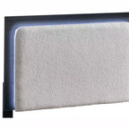 Lit double à panneau Passion Furniture Steeler noir et or avec cadre en bois et tête de lit éclairée par LED