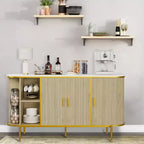 59 Meuble console cannelé moderne du milieu du siècle, buffet avec pieds en métal et grand espace de rangement, idéal pour la salle à manger, le salon