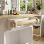 Famapy 63 Grande Station de Travail de Couture avec Roues Verrouillables, Extensions Abattantes, Table d'Artisanat en Chêne Blanc pour la Couture, le Quilting et les Arts Textiles