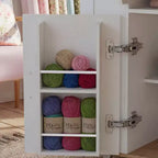 Famapy 63 Grande Station de Travail de Couture avec Roues Verrouillables, Extensions Abattantes, Table d'Artisanat en Chêne Blanc pour la Couture, le Quilting et les Arts Textiles