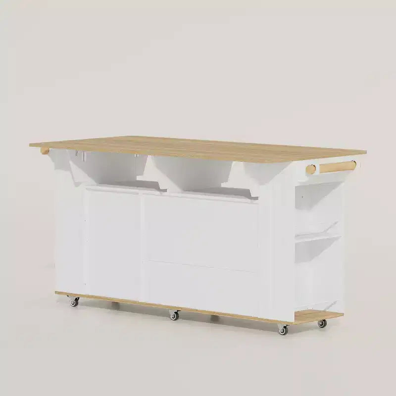 Famapy 63 Grande Station de Travail de Couture avec Roues Verrouillables, Extensions Abattantes, Table d'Artisanat en Chêne Blanc pour la Couture, le Quilting et les Arts Textiles