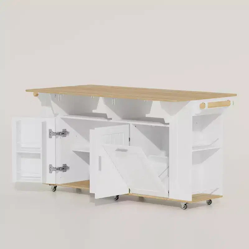 Famapy 63 Grande Station de Travail de Couture avec Roues Verrouillables, Extensions Abattantes, Table d'Artisanat en Chêne Blanc pour la Couture, le Quilting et les Arts Textiles