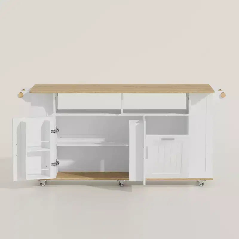 Famapy 63 Grande Station de Travail de Couture avec Roues Verrouillables, Extensions Abattantes, Table d'Artisanat en Chêne Blanc pour la Couture, le Quilting et les Arts Textiles