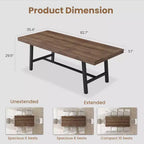 Table à manger industrielle extensible 63-83 po pour 6-8 personnes - Table de cuisine extensible avec cadre en métal robuste pour salle à manger, cuisine et fêtes