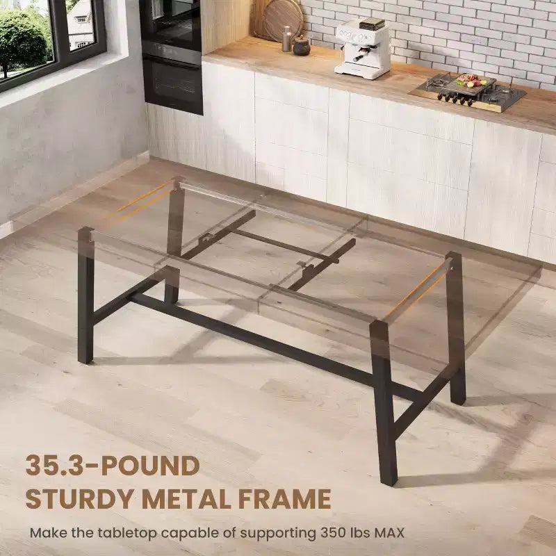 Table à manger industrielle extensible 63-83 po pour 6-8 personnes - Table de cuisine extensible avec cadre en métal robuste pour salle à manger, cuisine et fêtes