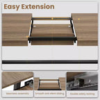 Table à manger industrielle extensible 63-83 po pour 6-8 personnes - Table de cuisine extensible avec cadre en métal robuste pour salle à manger, cuisine et fêtes