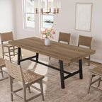 Table à manger industrielle extensible 63-83 po pour 6-8 personnes - Table de cuisine extensible avec cadre en métal robuste pour salle à manger, cuisine et fêtes