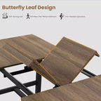 Table à manger industrielle extensible 63-83 po pour 6-8 personnes - Table de cuisine extensible avec cadre en métal robuste pour salle à manger, cuisine et fêtes