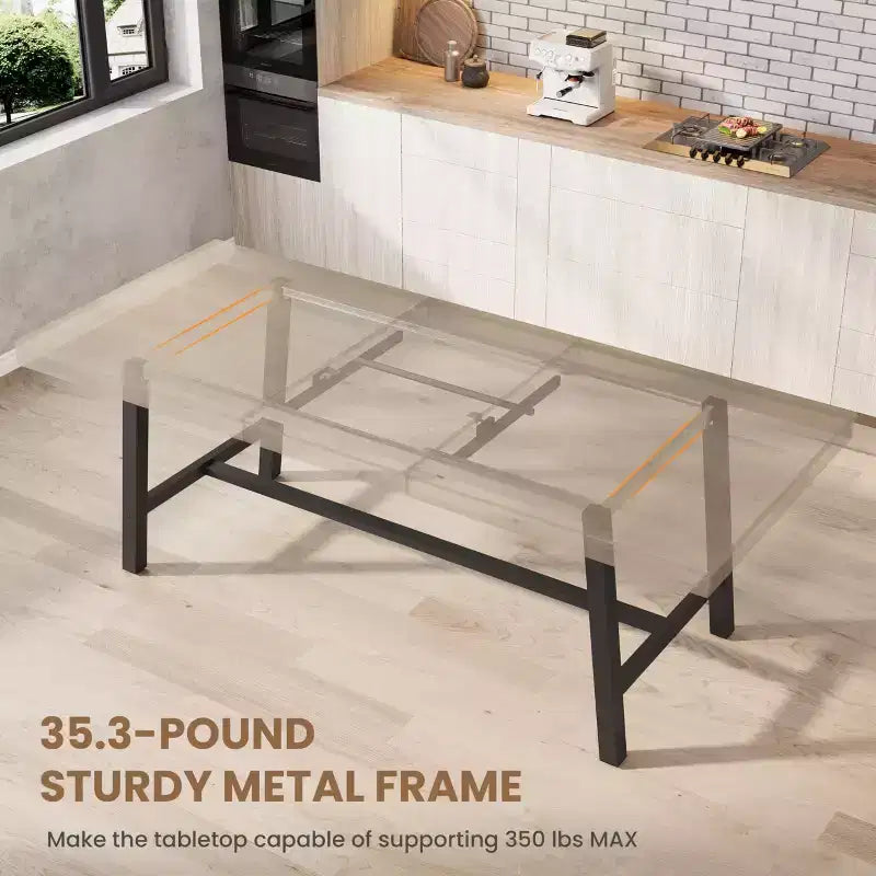 Table à manger industrielle extensible 63-83 po pour 6-8 personnes - Table de cuisine extensible avec cadre en métal robuste pour salle à manger, cuisine et fêtes